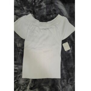 Intimately Free People Ribbed Off Shoulder Bardot Top White‎ L XL TG